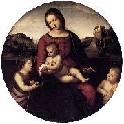 RAFFAELLO Sanzio Maria mit Christuskind und zwei Heiligen, Tondo oil painting